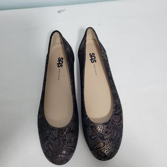 SAS Scenic Ballet Flat In Black With Brown Lace Leather Size 9.5 121725-2823 - Picture 7 of 7
